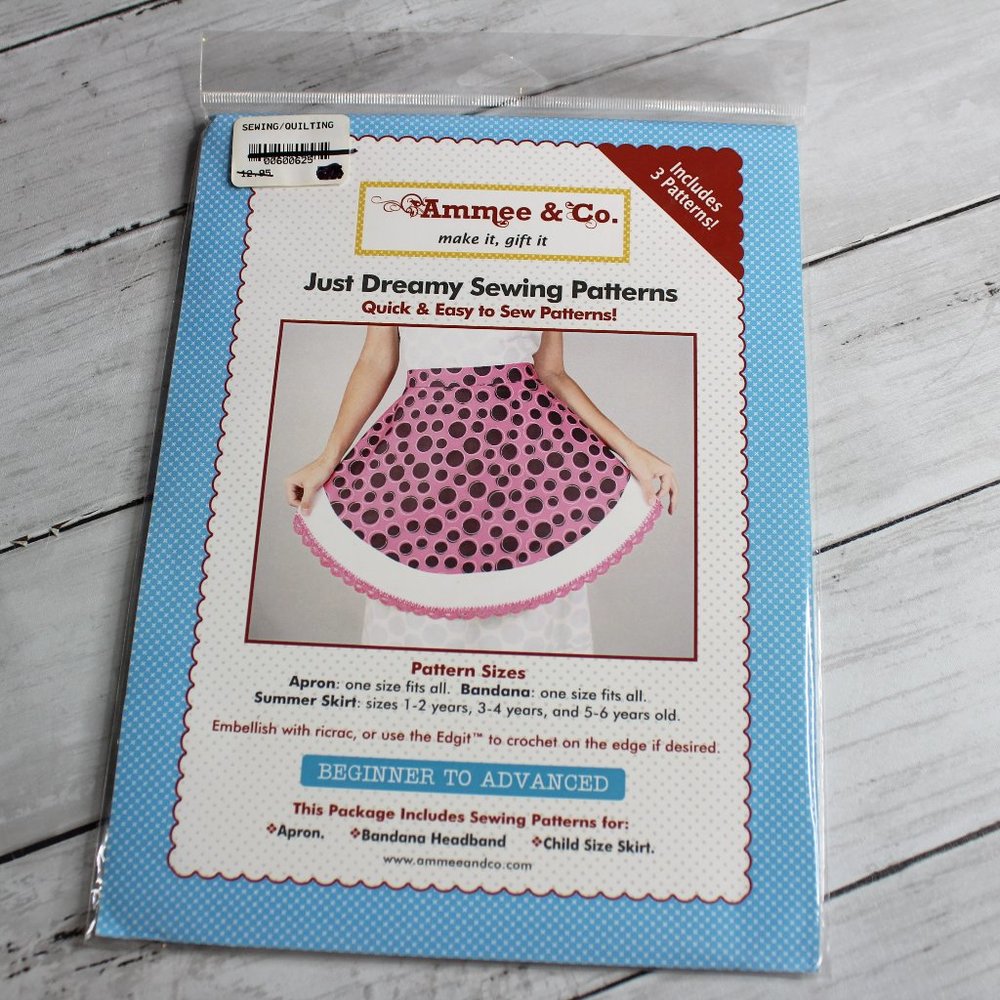 Girl's Sewing Pattern Skirt Apron Bandana Headband Size 2T 3T 4T 5T 5 6